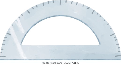 Simple protractor painted in watercolor