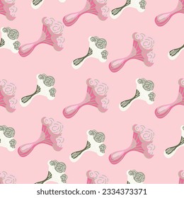 Simple psychedelic mushrooms seamless pattern. Magical fly agaric wallpaper. Design for printing, textile, fabric, fashion, interior, wrapping paper. Vector illustration