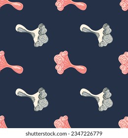 Simple psychedelic mushrooms seamless pattern. Magical fly agaric wallpaper. Design for printing, textile, fabric, fashion, interior, wrapping paper. Vector illustration