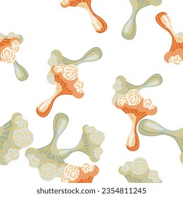 Simple psychedelic mushrooms seamless pattern. Magical fly agaric wallpaper. Design for printing, textile, fabric, fashion, interior, wrapping paper. Vector illustration