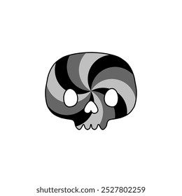 Design de ilustração de crânio psicodélico simples. Monocromático. Ícone do Halloween.