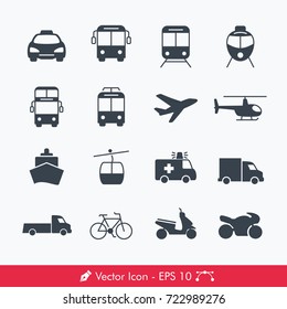 Simple Public Transport Icons / Vectors Set