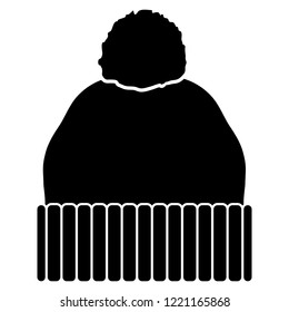 Simple Puff Ball Stocking Cap Beanie Hat Vector Icon Illustration