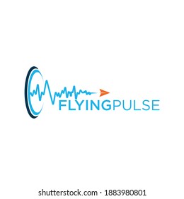 simple pulse with aircraft vector logo