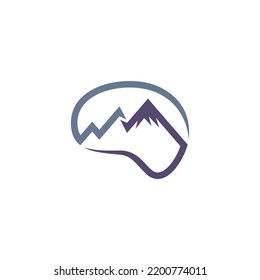 Simple Pulse Brain shaped mountain logo design symbol. Vector illustration EPS.8 EPS.10