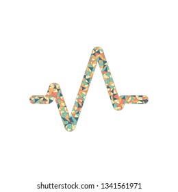 Simple pulse icon. Colored mosaic with polygons