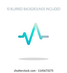 Simple pulse icon. Colorful logo concept with simple shadow on white. 10 different blurred backgrounds included
