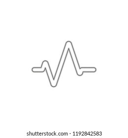 Simple pulse icon. Dotted outline silhouette with shadow on white background
