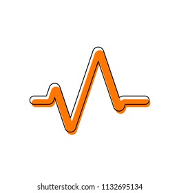 Simple pulse icon. Isolated icon consisting of black thin contour and orange moved filling on different layers. White background