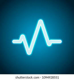 Simple pulse icon. Neon style. Light decoration icon. Bright electric symbol