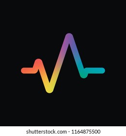 Simple pulse icon. Rainbow color and dark background