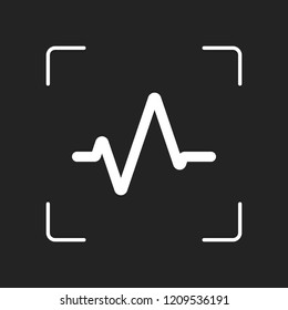 Simple pulse icon. White object in camera autofocus on dark background