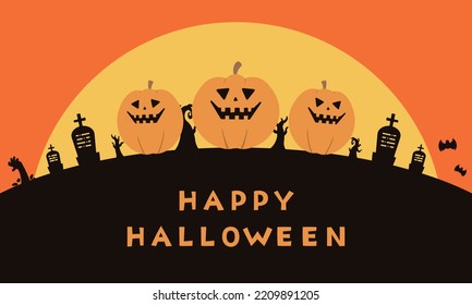 Simple pumpkin halloween silhouette background (Orange)
