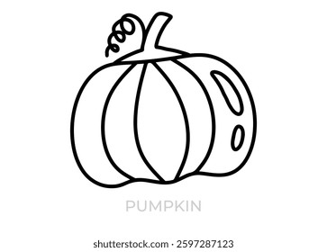 Simple pumpkin hand drawn icon image. Cute, vector, editable, simple, vegetable icon, coloring page.