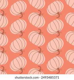 Simple pumpkin hand drawn seamless pattern, Autumn pattern of hand drawn cute and cozy design elements, Fall, Pumpkin season, halloween