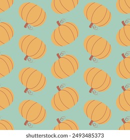 Simple pumpkin hand drawn seamless pattern, Autumn pattern of hand drawn cute and cozy design elements, Fall, Pumpkin season, halloween