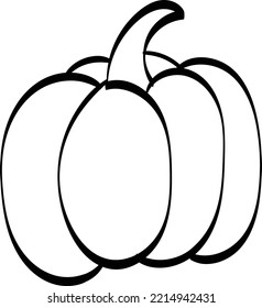 Simple Pumpkin Line Drawing. Black And White Autumn Pumpkin