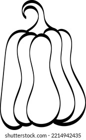 Simple Pumpkin Line Drawing. Black And White Autumn Pumpkin