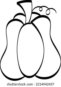 Simple Pumpkin Line Drawing. Black And White Autumn Pumpkin