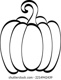 Dibujo simple de la línea de calabaza. Calabaza otoñal en blanco y negro