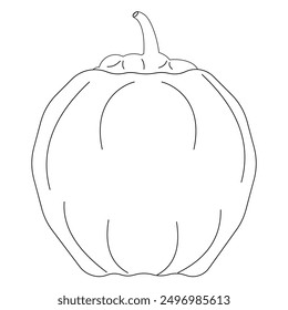 Simple pumpkin outline coloring page. Ideal for kids and adults. Perfect for autumn or Halloween-themed activities.