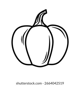 Simple pumpkin outline illustration hand drawn perfect for autumn harvest fall coloring page or seasonal graphic decoration