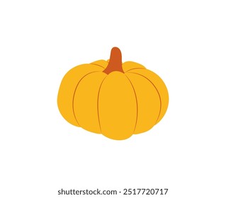 Simple pumpkin vector isolated on white background. Hand drawn flat cartoon design element for fall, autumn, harvest, Thanksgiving, Halloween theme