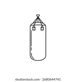 Simples punching saco line art, ícone vetorial de equipamento de saco pesado para um boxe ou ginásio MMA.