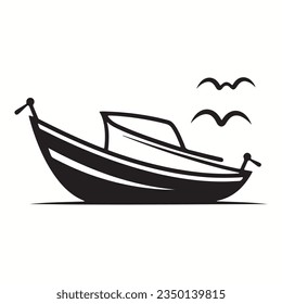 Simple pure fruit boat icons various marine pictograms, and black and white silhouettes.