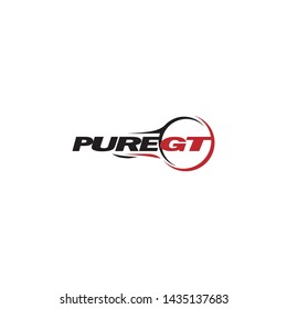 Simple Pure GT alphabet logo, illustration in a minimalist style with swoosh circle