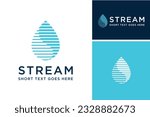 Simple Purity Fresh Aqua Moisture Water Drop. Blue Dew Droplet Raindrop Logo Design