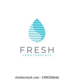 Simple Purity Fresh Aqua Moisture Water Drop. Blue Dew Droplet Raindrop Logo Design