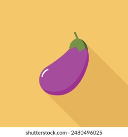 Simple purple aubergine icon in a flat style with a shadow. Vector illustration