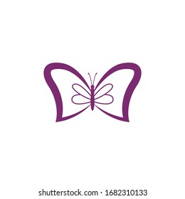 Simple purple Butterfly logo design template. Colorful icon isolated on white background. Clean and modern vector can be used for web. Graphic insect logotype, sign and symbol. Fly label illustration.
