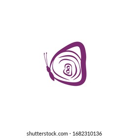 Simple purple Butterfly logo design template. Colorful icon isolated on white background. Clean and modern vector can be used for web. Graphic insect logotype, sign and symbol. Fly label illustration.