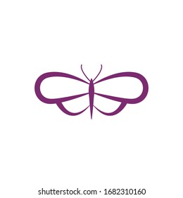 Simple purple Butterfly logo design template. Colorful icon isolated on white background. Clean and modern vector can be used for web. Graphic insect logotype, sign and symbol. Fly label illustration.