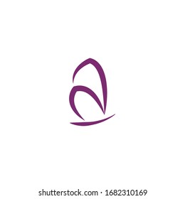 Simple purple Butterfly logo design template. Colorful icon isolated on white background. Clean and modern vector can be used for web. Graphic insect logotype, sign and symbol. Fly label illustration.