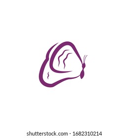 Simple purple Butterfly logo design template. Colorful icon isolated on white background. Clean and modern vector can be used for web. Graphic insect logotype, sign and symbol. Fly label illustration.