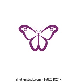 Simple purple Butterfly logo design template. Colorful icon isolated on white background. Clean and modern vector can be used for web. Graphic insect logotype, sign and symbol. Fly label illustration.