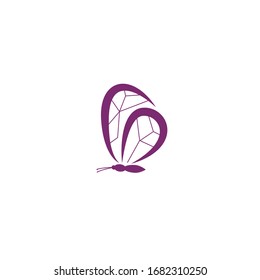 Simple purple Butterfly logo design template. Colorful icon isolated on white background. Clean and modern vector can be used for web. Graphic insect logotype, sign and symbol. Fly label illustration.