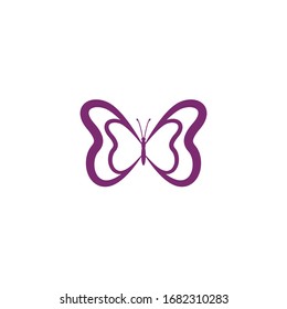 Simple purple Butterfly logo design template. Colorful icon isolated on white background. Clean and modern vector can be used for web. Graphic insect logotype, sign and symbol. Fly label illustration.