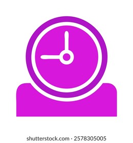 Simple purple clock illustration with clean design