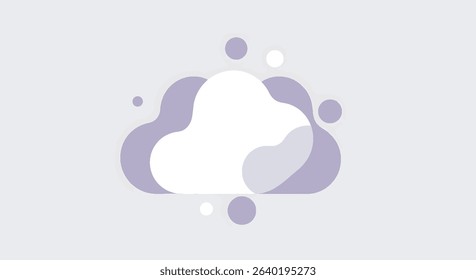Simple Purple Cloud Illustration Weather Icon, Nature Symbol, Digital Art
