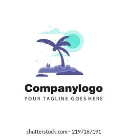 árbol de coco púrpura simple para la compañía del logotipo