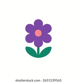 Simple purple flower with green leaves