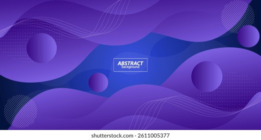 Simple purple geometric business banner design. Creative banner design with wave shape and lines on blue background for template. Simple horizontal banner. Vector Eps10