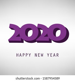 Simple Purple and Grey New Year Card, Cover or Background Design Template - 2020