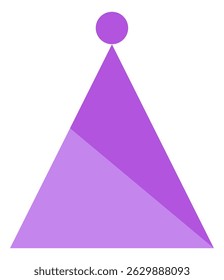 Simple purple hat party with abstract design. Features a triangle and a circle.