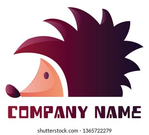 Simple purple hedgehog vector logo design on white background