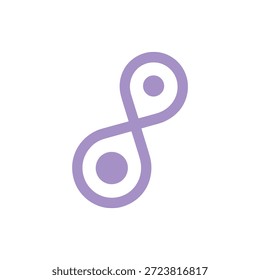 Un símbolo de infinito simple y púrpura con dos círculos dentro de una forma de bucle.
